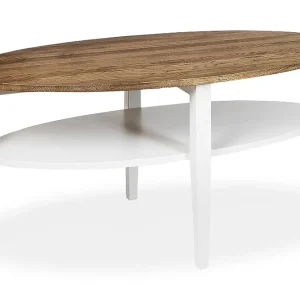 Scandinavian Choice Tranås Soffbord 120 cm Ovalt med Förvaring Hylla Ek/Vit - Möbler Fynd