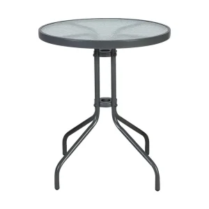 Runt Bistrobord Cafébord 60 cm Glas Grå - Utemöbler & utemiljö Begränsat erbjudande