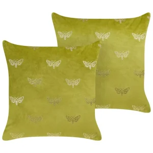 Billigare Prydnadskuddar Yuzuri set om 2 Ljusgrön/guld Ljusgrön/guld - Textil & mattor