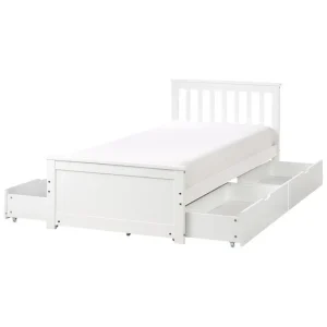 Begränsat erbjudande Säng med förvaringslådor Olendon Vit, 90x200 cm, 4 Vit, 90x200 cm, 4 - Möbler