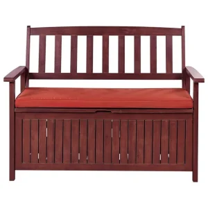 Trädgårdsbänk med dyna Sovana Rödbrun/rött, 120 cm Rödbrun/rött, 120 cm - Utemöbler Nedsatt pris
