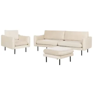 risnedsättning Soffgrupp med fotpall Vinterbro Ljusbeige/svart, Sammet Ljusbeige/svart, Sammet - Möbler