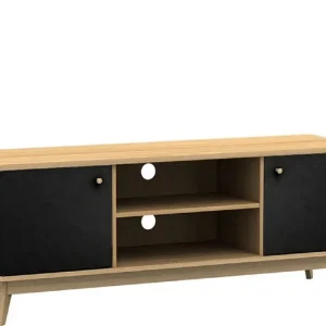 Fri frakt Olivet Tv-bänk 140 cm Natur/Svart - Möbler