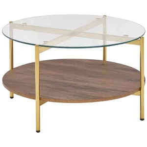 Begränsat antal Soffbord Lovell Guld/mörkt trä Guld/mörkt trä - Möbler