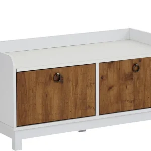Outlet Shellake Skobänk 92x45 cm Vit/Natur - Förvaring