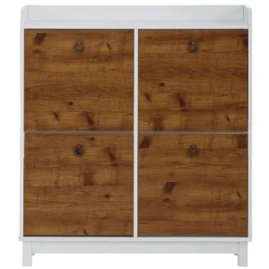 Nedsatt pris Shellake Skoskåp 92x25 cm Vit/Natur - Förvaring