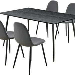 Säker betalning Oktoos Matgrupp 160 cm Antracit/Svart - Möbler