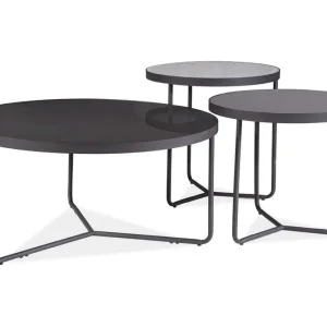 Misovarda Satsbord 80 cm Runt 3 Bord Glas/Grå/Svart - Möbler Kampanjpris