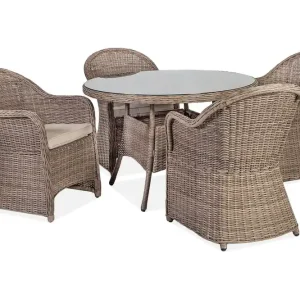 Toscana Matgrupp Utomhus 110 cm inkl 4 Utefåtöljer Brun - Utemöbler & utemiljö Fri frakt