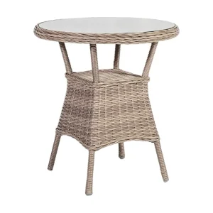 Toscana Runt Cafébord och Bistrobord Utomhus 65 cm Glas Konstrotting Beige - Utemöbler & utemiljö Expressleverans