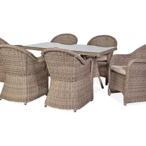 Toscana Matgrupp Utomhus 140 cm inkl 6 Utestolar Brun - Utemöbler & utemiljö Expressleverans
