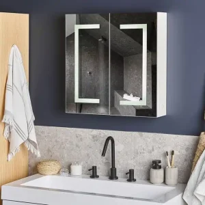 Mazarredo Badrumsskåp 60 cm Spegel med LED-belysning Vit - Förvaring Nyhet