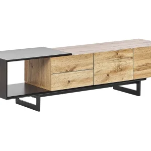 TV-bänk Sticciano 160x39 cm Ljust Trä/Svart - Möbler Kampanj