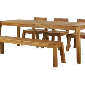 Köp online Coteto Matgrupp Utomhus 225 cm + 3 Utestolar + Bänk Utomhus Akacia - Utemöbler & utemiljö