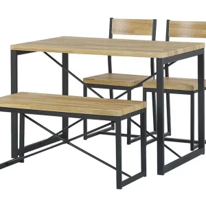 Flixton Matgrupp 110 cm Inkl 2 stolar + Bänk Ljusbrun/Svart - Möbler Billigare