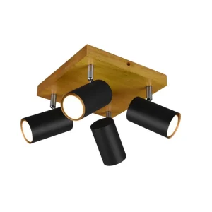 Nedsatt pris Trio Lighting Marley spot 4L GU10 mattsvart/ trä Matt svart/Natur - Belysning