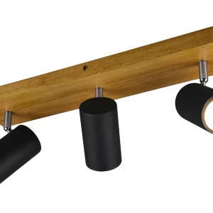 Kampanj Trio Lighting Marley spot 3L GU10 mattsvart/ trä Matt svart/Natur - Belysning