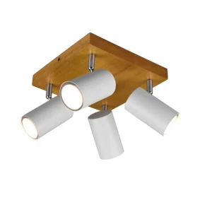Erbjudande Trio Lighting Marley spot 4L GU10 mattvit/ trä Matt vit/Trä - Belysning