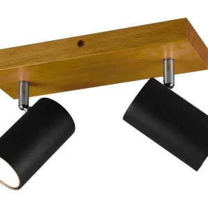Snabb leverans Trio Lighting Marley spot 2L GU10 mattsvart/ trä Matt svart/Natur - Belysning