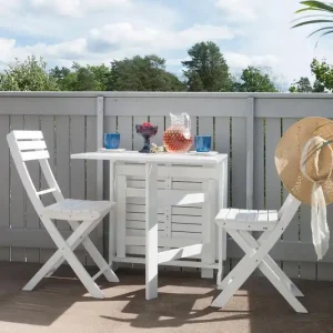 Trygg betalning Hillerstorp Slagbord Hillerstorp Åre 70x20/80/140 cm Vit Akacia - Utemöbler & utemiljö