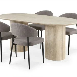 Uppveda Ovalt Matbord 180x90 cm med 4 Sawako Greige Stolar - Möbler Handla nu