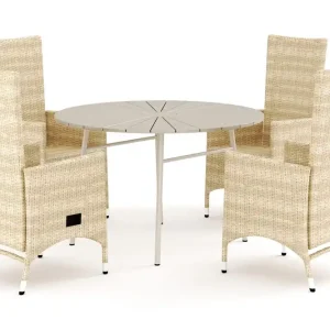 Tunis utomhus rund matgrupp 120 cm med 4 Jenny matstolar - Utemöbler Rabatter