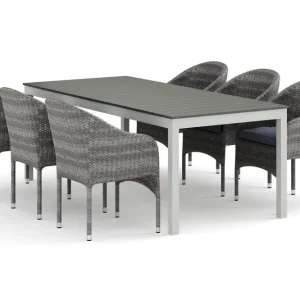 Tunis utomhus matgrupp förlängningsbart 205/305x90 cm med 6 Thor fåtöljer - Utemöbler Sänkt pris