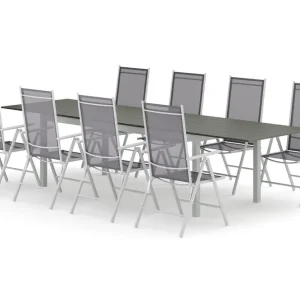 Tunis utomhus matgrupp förlängningsbart 205/305x90 cm med 8 Maggie positionsstolar - Utemöbler Populärt val