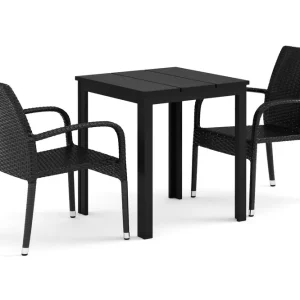 Utförsäljning Tunis utomhus caféset 70x70 cm med 2 Thor Light utefåtöljer - Utemöbler