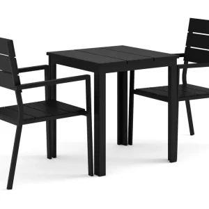 Tunis utomhus caféset 70x70 cm med 2 Tunis stapelstolar - Utemöbler Kampanjpris