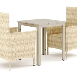 Tunis utomhus caféset 70x70 cm med 2 Thor utefåtöljer - Utemöbler Outlet