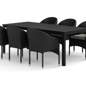 Tunis utomhus matgrupp 205x90 cm med 6 Thor fåtöljer - Utemöbler Köp online