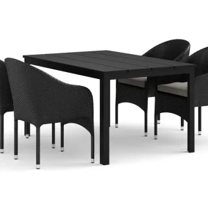Tunis utomhus matgrupp 140x90 cm med 4 Thor fåtöljer - Utemöbler Billig