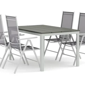 Tunis utomhus matgrupp 140x90 cm med 4 Maggie positionsstolar - Utemöbler Bästa pris