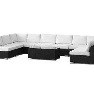 Bahamas U-formad utomhus loungegrupp med öppet avslut, 9-sits med bord - Utemöbler Sista chansen