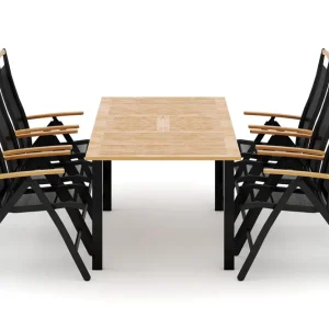 Billig Las Vegas utomhus matgrupp förlängningsbart 152-210x90 cm med 6 Las Vegas positionsstolar - Utemöbler