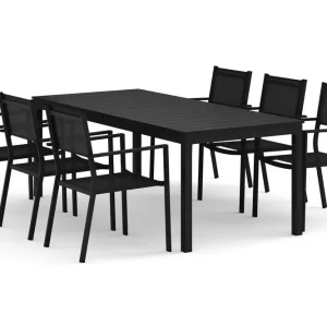 Tunis utomhus matgrupp förlängningsbart 205/305x90 cm med 6 Tunis stapelstolar - Utemöbler Rabatt