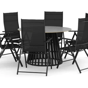 Snabb leverans Sensi utomhus matgrupp 120 cm med 6 positionsstolar - Utemöbler