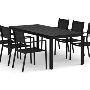 Tunis utomhus matgrupp 205x90 cm med 6 Tunis stapelstolar - Utemöbler I lager
