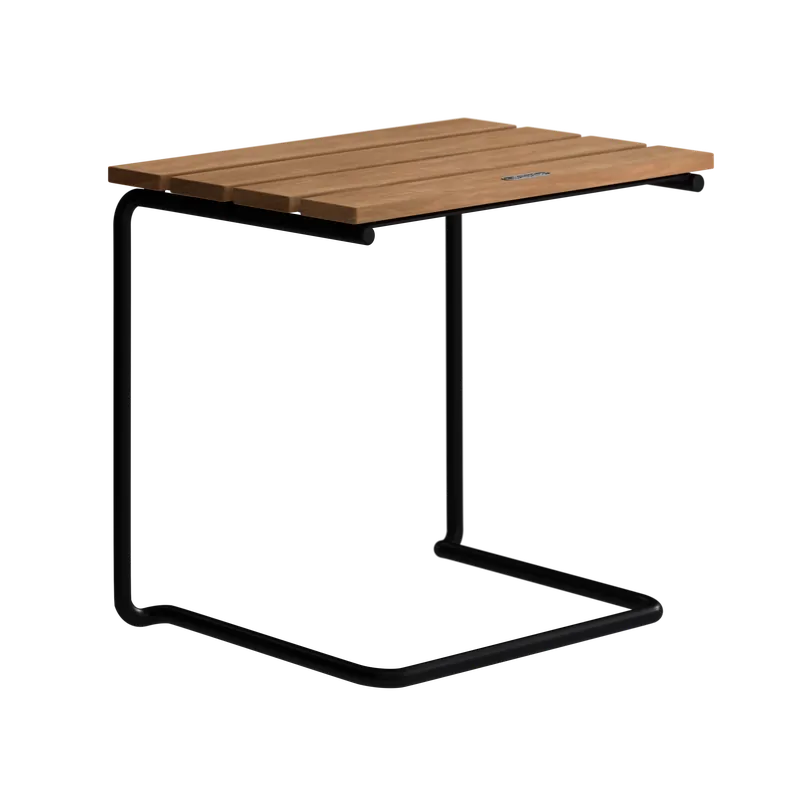 Fotpall A3, Obehandlad Teak / Svart risnedsättning