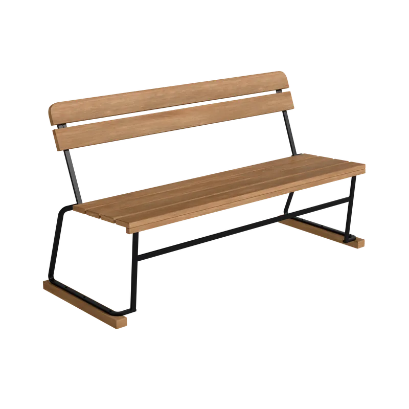 Soffa 3 140 cm, Teak / Svart Stål Rabatter