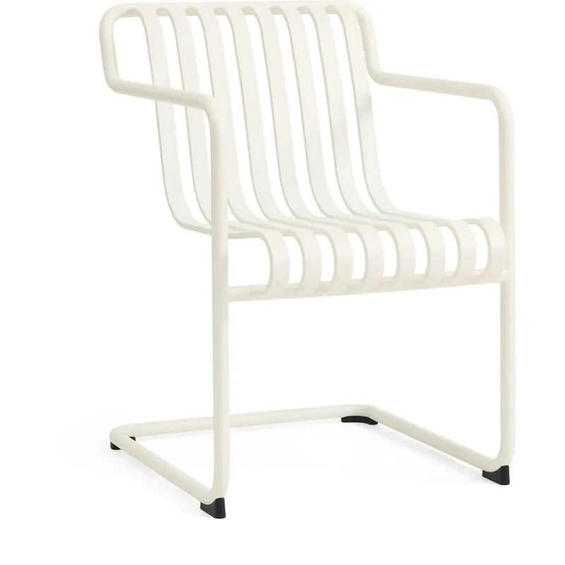 Billig Palissade Cantilever Dining Armchair, Cream white powder coated steel