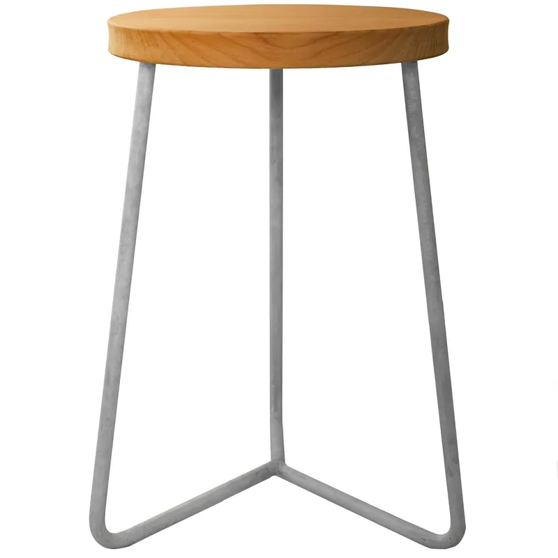 Pall V1 45 cm, Obehandlad Teak / Varmförzinkat Stål I lager