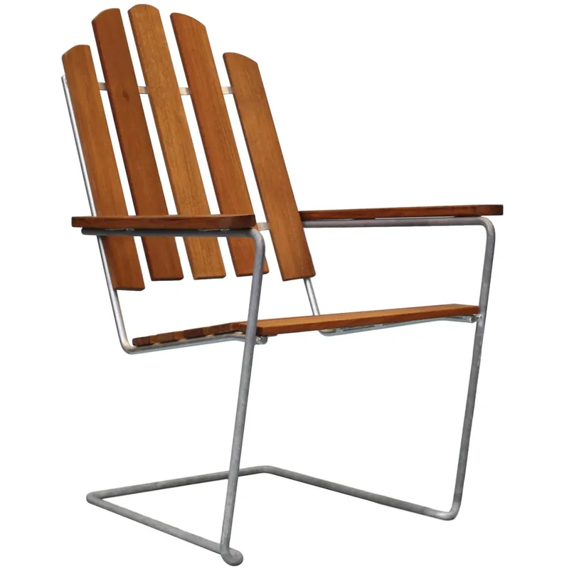 Loungestol A3, Obehandlad Teak / Varmförzinkat Stål Premium