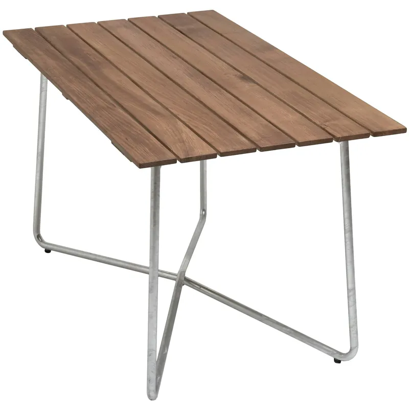 Trygg betalning B25A Bord 70x120 cm, Obehandlad Teak / Varmförzinkat Stål