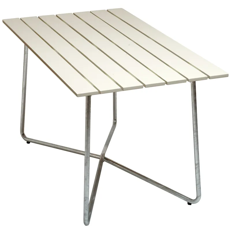 Begränsat erbjudande B25A Bord 70x120 cm, Vitlackad Ek / Varmförzinkat Stål
