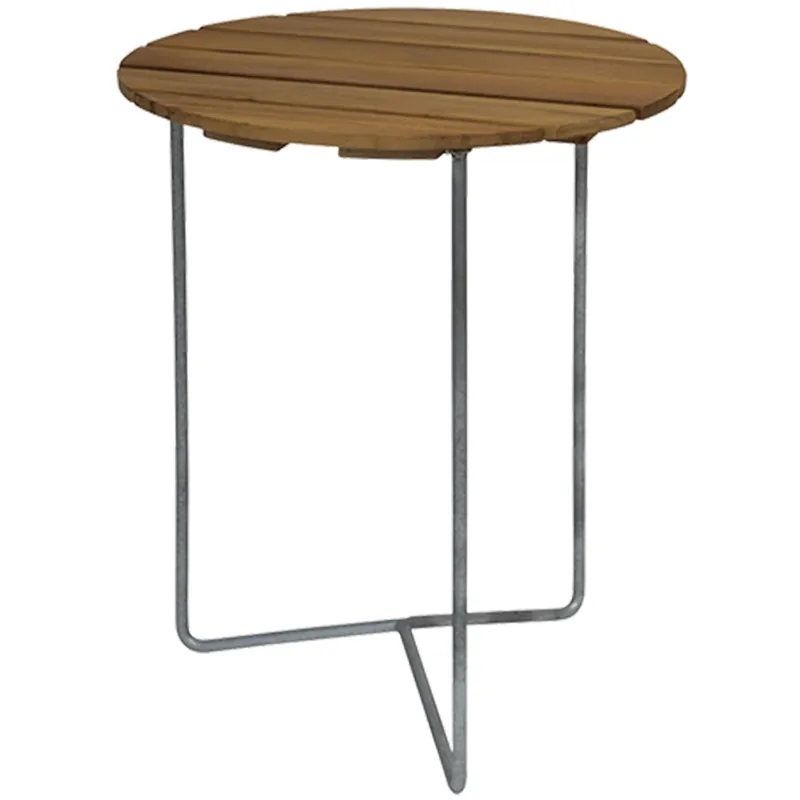 6B Bord Ø60 cm, Obehandlad Teak / Varmförzinkat Stål Fri frakt