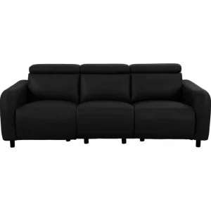 Köp nu Loft24 Reclinersoffa utan hörn Loft24 Skaane Reclinersoffa 3-sits Black Artificial leather - Möbler
