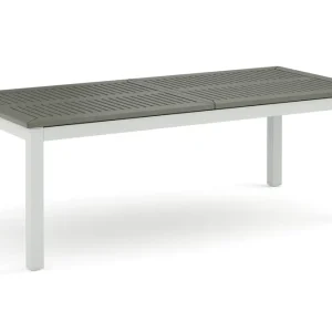 Beställ nu Comfort Garden Monaco Stort rektangulärt förlängningsbart bord utomhus med iläggsskiva 210-310x90 cm i aluminium/plast Vit/Grå - Utemöbler & utemiljö