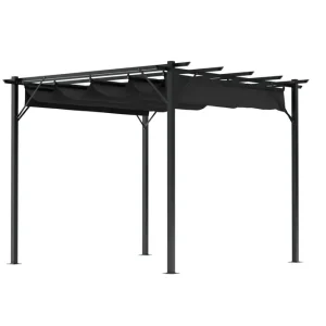Utförsäljning Cortland Loppes Pergola med skjutbart tak 3x3 m i stål Svart - Utemöbler & utemiljö
